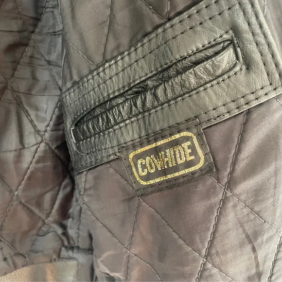 Vintage Nice London Studded black leather motorcycle jacket moto coat M - Picture 12 of 16